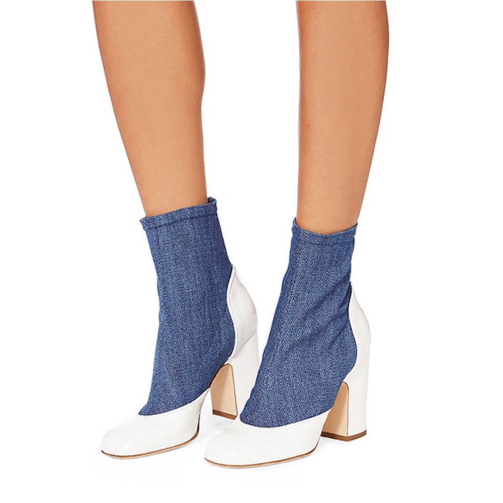 Laurence Dacade White patent leather and blue Jean booties size 38